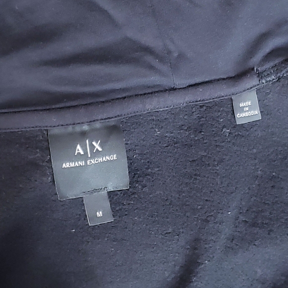 Armani Exchange Milano Hooded Sweatshirt Jacket Black Size Medium - Picture 7 of 13